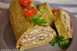 Rulada aperitiv de zuchini umpluta cu ciuperci